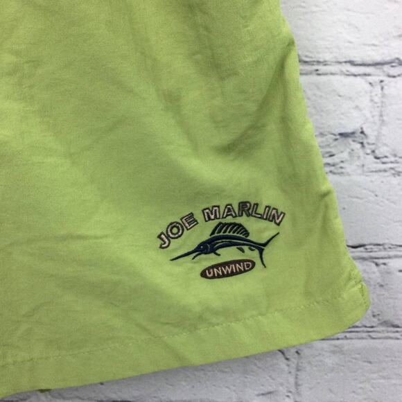 Joe Marlin Unwind Men's Embroidered Flap Pocket Green Lined Swim Trunk Size L - Picture 3 of 13